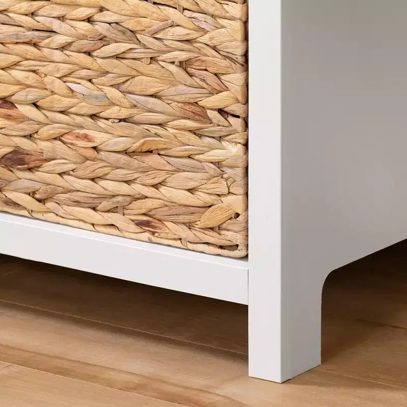 Cassettiera per bambini a 3 cassetti con cesti Bianco puro: Cassettiere per camera da letto, Contenitori per bambini, Stile rustico