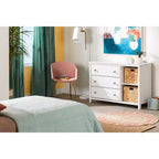 Cassettiera per bambini a 3 cassetti con cesti Bianco puro: Cassettiere per camera da letto, Contenitori per bambini, Stile rustico