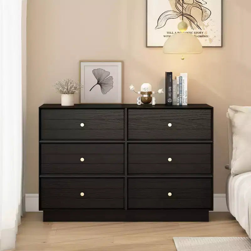 Comò a 6 cassetti, comò moderni con manopole in cristallo e striscia verniciata, per camera da letto, soggiorno, corridoio, armadio