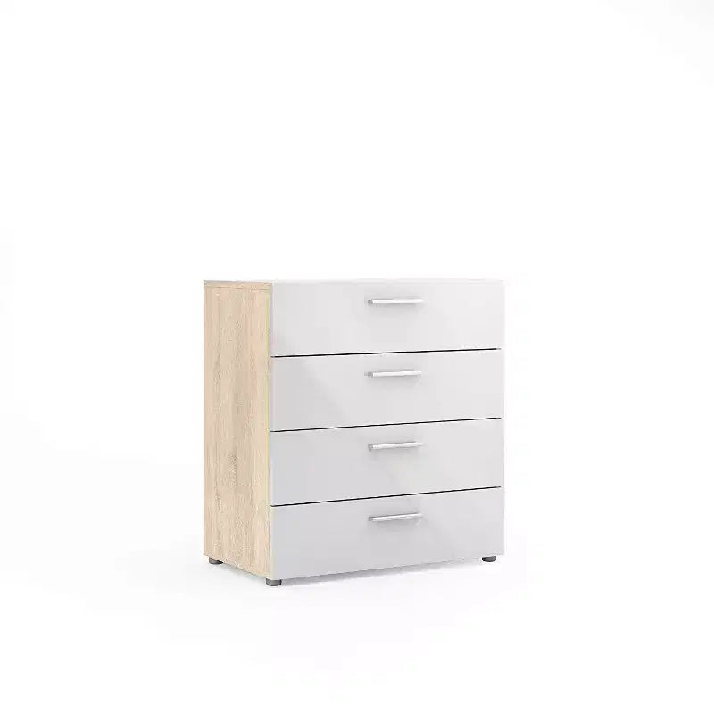 Cassettiere verticali in truciolato, 16,7 cm H, con 4 cassetti, finitura beige