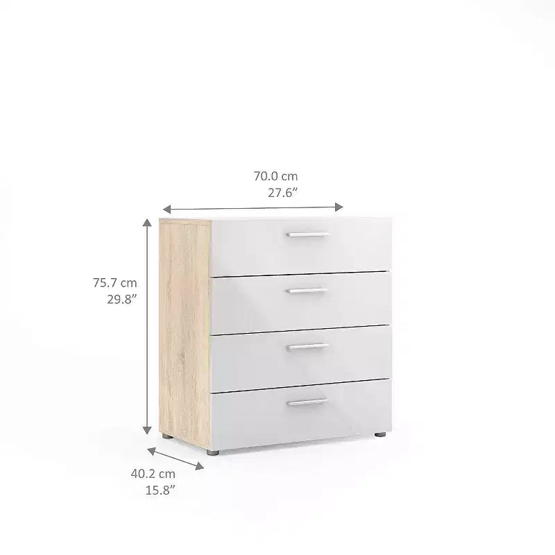 Cassettiere verticali in truciolato, 16,7 cm H, con 4 cassetti, finitura beige