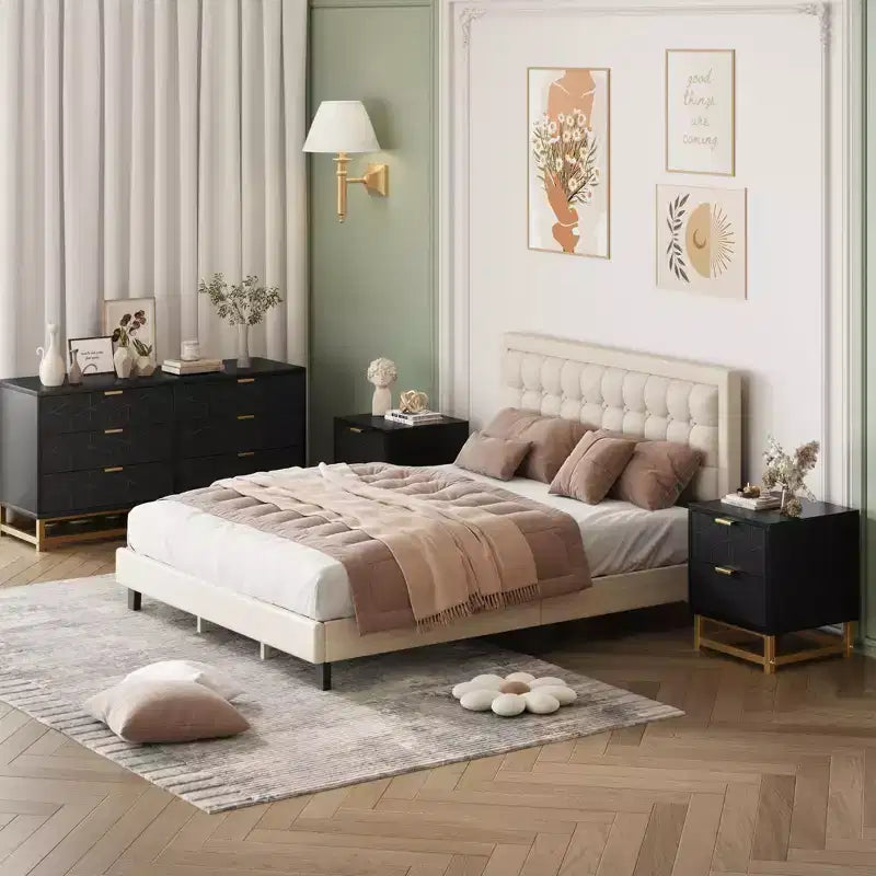 Comò per camera da letto, cassettiera grande da 53,5 pollici, cassettiera a 6 cassetti con maniglie e gambe in metallo dorato, cassettiere con cassetti
