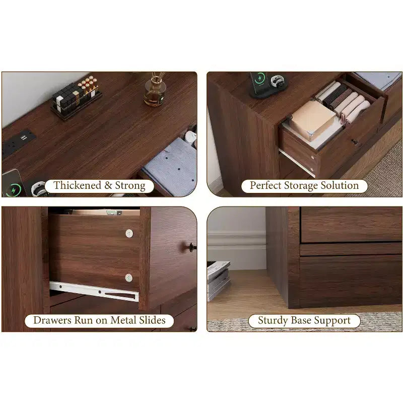 Cassettiera a 12 cassetti per camera da letto, cassettiera in legno da 61 pollici, cassettiere alte con binari in metallo scorrevoli, per soggiorno, corridoio