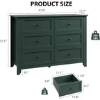 Cassettiera alta a 6 cassetti, organizer, comò con cassetti profondi, maniglie, stile moderno rustico per camera da letto, cabina armadio, soggiorno, colore verde