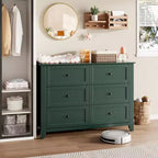 Cassettiera alta a 6 cassetti, organizer, comò con cassetti profondi, maniglie, stile moderno rustico per camera da letto, cabina armadio, soggiorno, colore verde