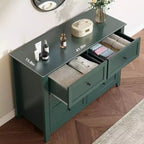 Cassettiera alta a 6 cassetti, organizer, comò con cassetti profondi, maniglie, stile moderno rustico per camera da letto, cabina armadio, soggiorno, colore verde