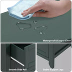 Cassettiera alta a 6 cassetti, organizer, comò con cassetti profondi, maniglie, stile moderno rustico per camera da letto, cabina armadio, soggiorno, colore verde