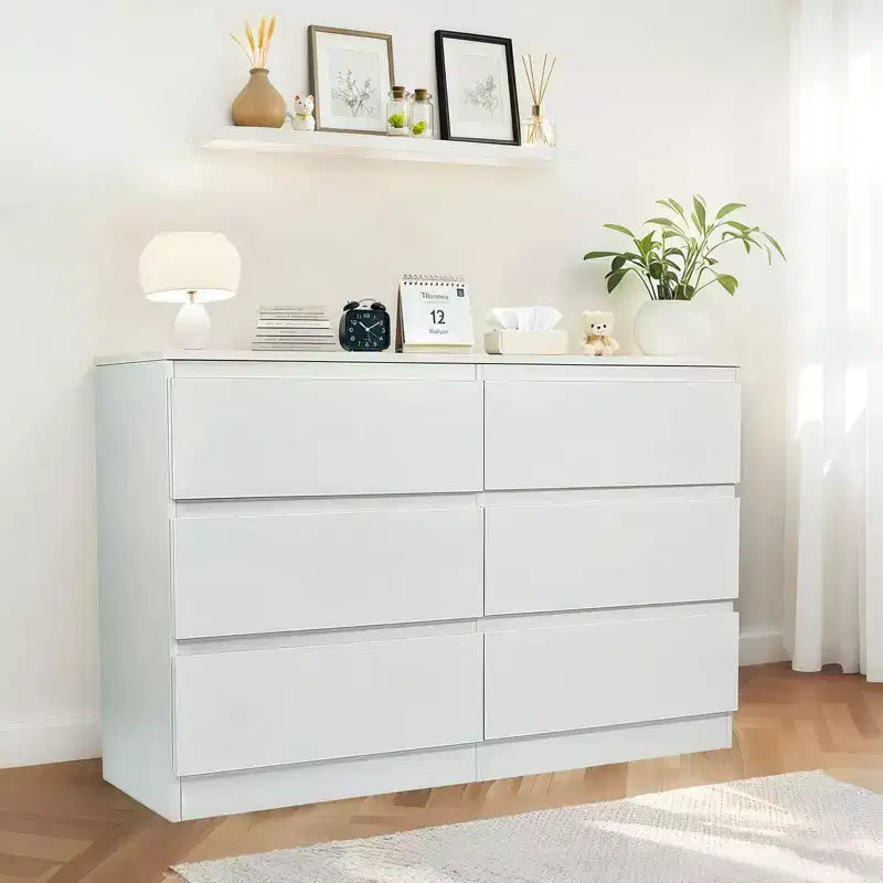 Cassettiera alta a 6 cassetti per camera da letto, cassettiera moderna in legno spaziosa, armadio contenitore grande comodino per soggiorno e ingresso