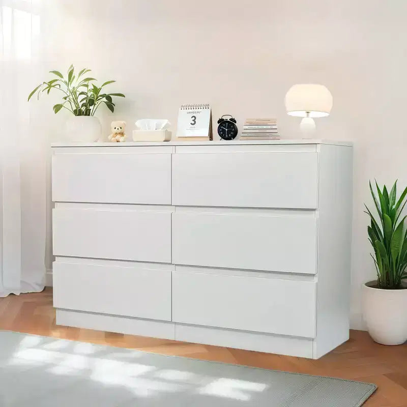 Cassettiera alta a 6 cassetti per camera da letto, cassettiera moderna in legno spaziosa, armadio contenitore grande comodino per soggiorno e ingresso