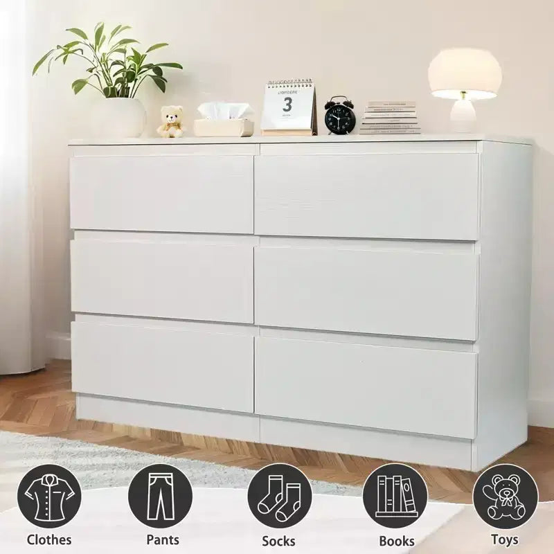 Cassettiera alta a 6 cassetti per camera da letto, cassettiera moderna in legno spaziosa, armadio contenitore grande comodino per soggiorno e ingresso