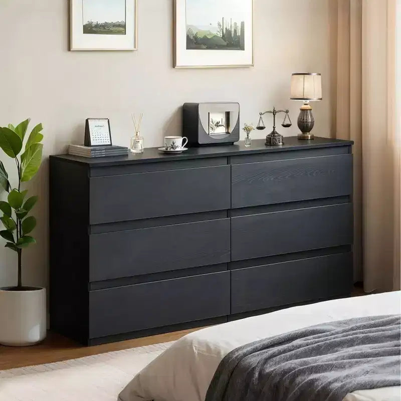 Cassettiera alta a 6 cassetti per camera da letto, cassettiera moderna in legno spaziosa, armadio contenitore grande comodino per soggiorno e ingresso