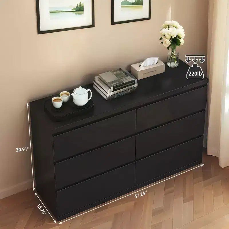 Cassettiera alta a 6 cassetti per camera da letto, cassettiera moderna in legno spaziosa, armadio contenitore grande comodino per soggiorno e ingresso