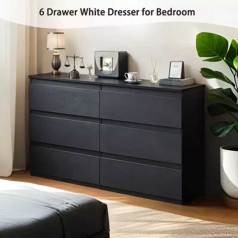 Cassettiera alta a 6 cassetti per camera da letto, cassettiera moderna in legno spaziosa, armadio contenitore grande comodino per soggiorno e ingresso