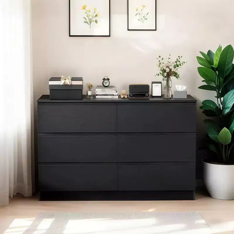 Cassettiera alta a 6 cassetti per camera da letto, cassettiera moderna in legno spaziosa, armadio contenitore grande comodino per soggiorno e ingresso