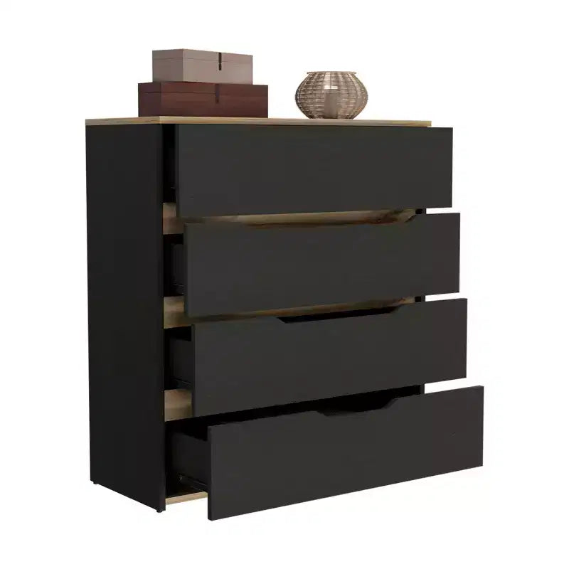 Comò moderno a 4 cassetti con ripiano superiore, cassetti spaziosi, cassettiera per camera da letto, ingresso, comò in legno