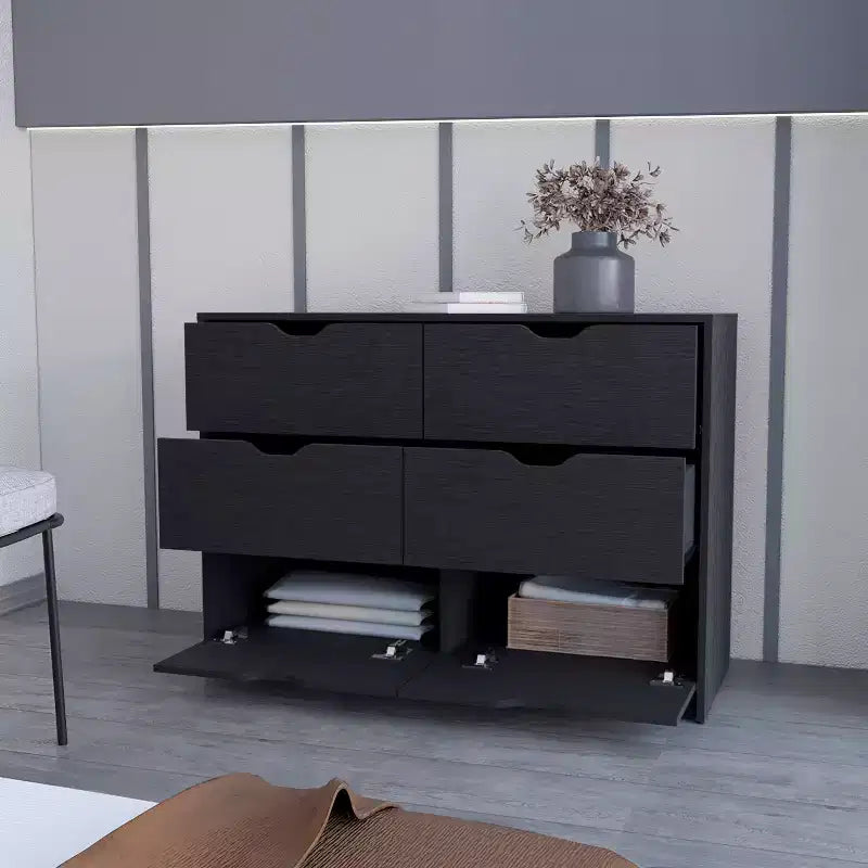 Comò moderno a 4 cassetti con ripiano superiore, cassetti spaziosi, cassettiera per camera da letto, ingresso, comò in legno