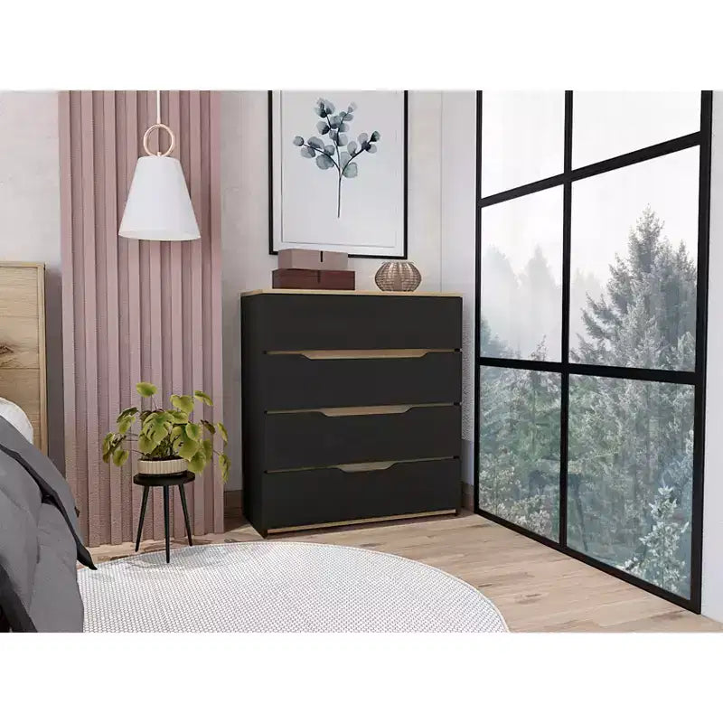 Comò moderno a 4 cassetti con ripiano superiore, cassetti spaziosi, cassettiera per camera da letto, ingresso, comò in legno