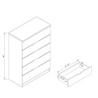 Cassettiera Verticale Moderna Minimalista a 5 Cassetti con Maniglie in Metallo e Cassetto Superiore con Serratura, Comò per Camera da Letto, Ingresso