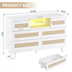 Cassettiera in Rattan con 6 Cassetti, Comò Resistente in Legno Naturale, Cassettiera a 6 Cassetti, Porta TV, Mobile Contenitore per Cameretta, Ingresso, Camera da Letto, Corridoio