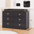 Cassettiera per Camera da Letto con 6 Cassetti, Fasciatoio, Morbido Tappetino e Piano Rimovibile, Cassettiere per Neonati con Fasciatoio per la Cameretta
