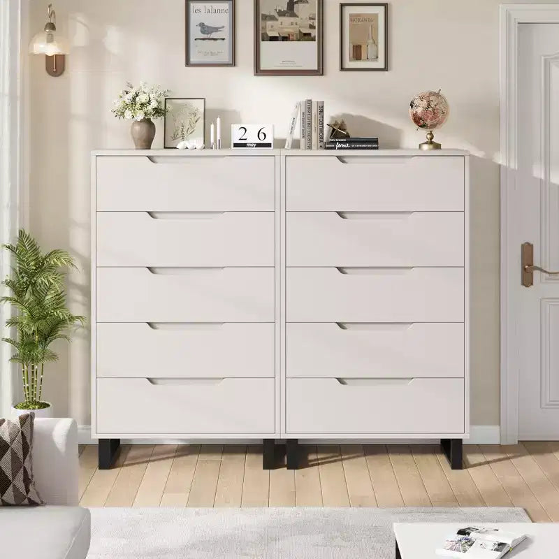 Cassettiere a 5 cassetti bianche per camera da letto: 50 cassettiere verticali in legno autoportanti alte con spazio contenitore per soggiorno, corridoio e ingresso