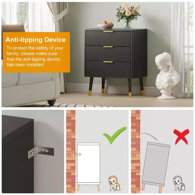 Cassettiera a 3 Cassetti per Camera da Letto, Comò Moderno, Unità Organizer con Cassetti Contenitori
