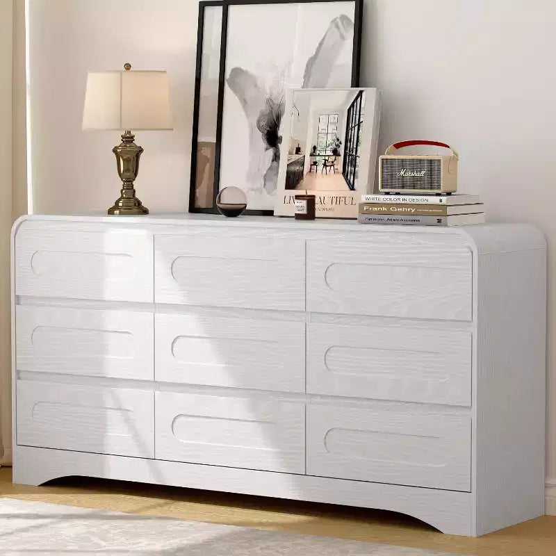 Comò a 9 cassetti per camera da letto, cassettiere moderne larghe 160 cm con guide preinstallate