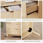 Comò a 3 cassetti, cassettiere moderne a doghe, cassettiera in legno, organizer per cassetti