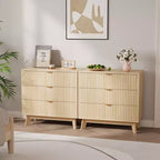 Comò a 3 cassetti, cassettiere moderne a doghe, cassettiera in legno, organizer per cassetti