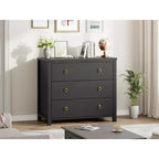 6 Dresser for Bedroom, Modern Wide Drawer Dresser with Storage, Wooden Closet Dressers Chest of Drawers Freestanding, Black
