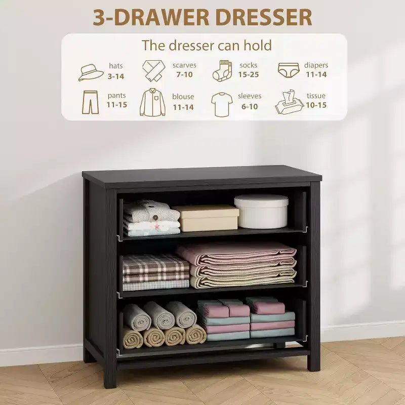 Comò a 6 cassetti per camera da letto, comò moderno e ampio con spazio di archiviazione, cassettiera in legno indipendente, nero
