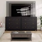 Comò a 6 cassetti per camera da letto, comò moderno e ampio con spazio di archiviazione, cassettiera in legno indipendente, nero