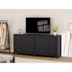Comò a 6 cassetti per camera da letto, comò moderno e ampio con spazio di archiviazione, cassettiera in legno indipendente, nero