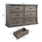 Cassettiera da Fattoria a 6 Cassetti, Comò Armadio Lungo in Legno da 47", Organizer, Cassettiera Rustica