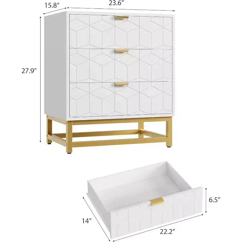 Cassettiera da camera da letto, cassettiera a 3 cassetti con gambe in metallo, cassettiera moderna con ampio spazio, cassettiera per camera da letto, soggiorno