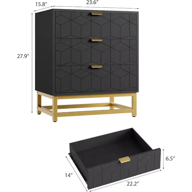 Cassettiera da camera da letto, cassettiera a 3 cassetti con gambe in metallo, cassettiera moderna con ampio spazio, cassettiera per camera da letto, soggiorno
