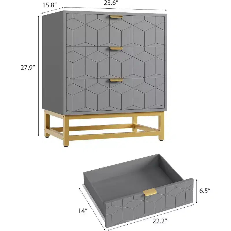 Cassettiera da camera da letto, cassettiera a 3 cassetti con gambe in metallo, cassettiera moderna con ampio spazio, cassettiera per camera da letto, soggiorno