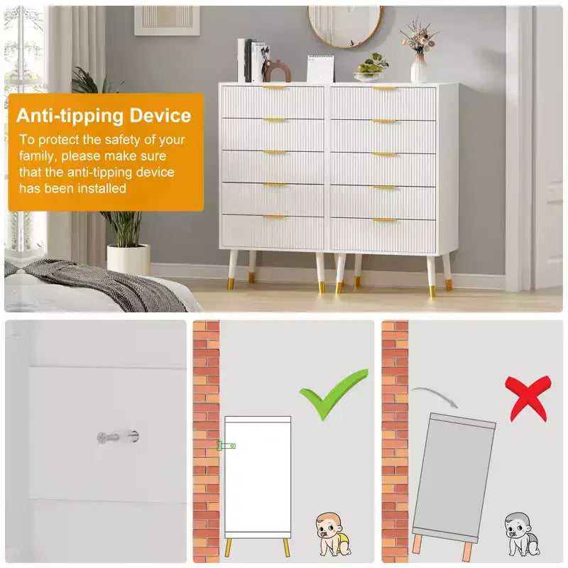 Cassettiera a 5 cassetti per camera da letto, Comò moderno per armadio, Armadietto organizer (2 pezzi)
