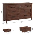 Cassettiera a 7 cassetti per camera da letto, comò rustico in legno con texture naturale, organizer per camera da letto e soggiorno