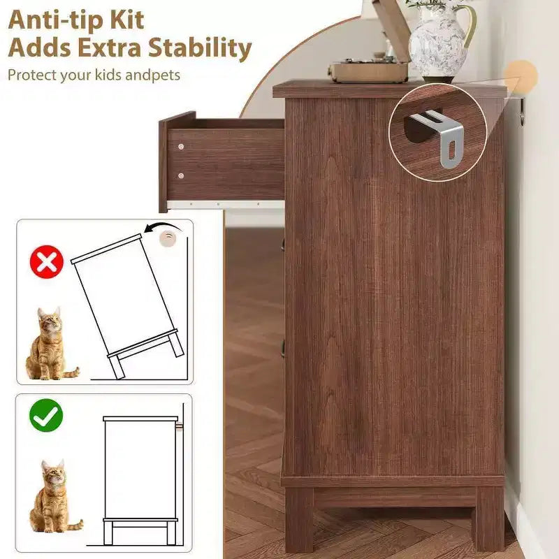 Cassettiera a 7 cassetti per camera da letto, comò rustico in legno con texture naturale, organizer per camera da letto e soggiorno