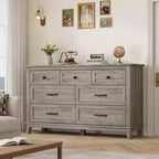 Cassettiera a 7 cassetti per camera da letto, comò rustico in legno con texture naturale, organizer per camera da letto e soggiorno
