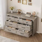 Cassettiera a 7 cassetti per camera da letto, comò rustico in legno con texture naturale, organizer per camera da letto e soggiorno