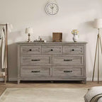 Cassettiera a 7 cassetti per camera da letto, comò rustico in legno con texture naturale, organizer per camera da letto e soggiorno