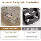Cassettiera a 7 cassetti per camera da letto, comò rustico in legno con texture naturale, organizer per camera da letto e soggiorno