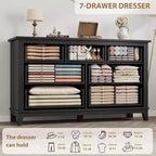Cassettiera a 7 cassetti per camera da letto, comò rustico in legno con texture naturale, organizer per camera da letto e soggiorno