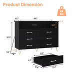 Comò per camera da letto con luci a LED, cassettiera a 6 cassetti con stazione di ricarica, mobile contenitore in legno per ingresso