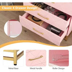 Cassettiera a 4 cassetti, Cassettiera in legno con maniglie dorate, Mobiletto contenitore, Cassettiera per soggiorno, armadio, corridoio