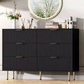 6-Drawer Dresser, Wooden Chest of Drawers, Modern Storage Fluted Panel Design Dressers for Living Room, Bedroom, Closet, Hallway, Entryway