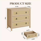 Cassettiera in Rattan a 7 Cassetti, Cassettiera Boho per Camera da Letto, Cassettiera, Organizzatore per Armadio, Cassettiera in Legno Naturale per Camera da Letto, Soggiorno, Ingresso