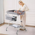 Fasciatoio Pieghevole con Cesto Laterale, Rotelle Bloccabili, Organizer Multifunzionale per la Cameretta, Grigio Chiaro